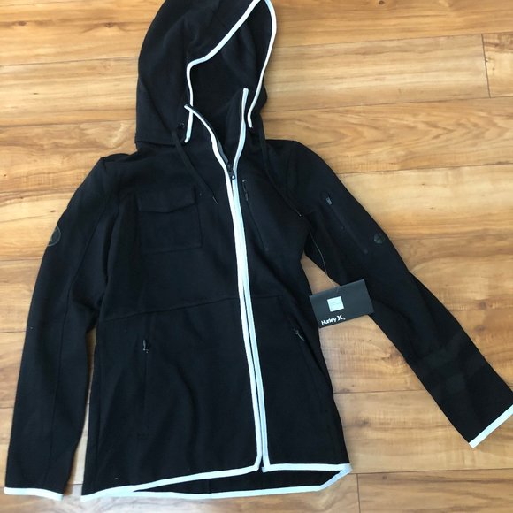 NEW w/tag-HURLEY Warm Fleece Sweatshirt Jacket Detachable Hood SMALL -Cheap Ship - Picture 4 of 8